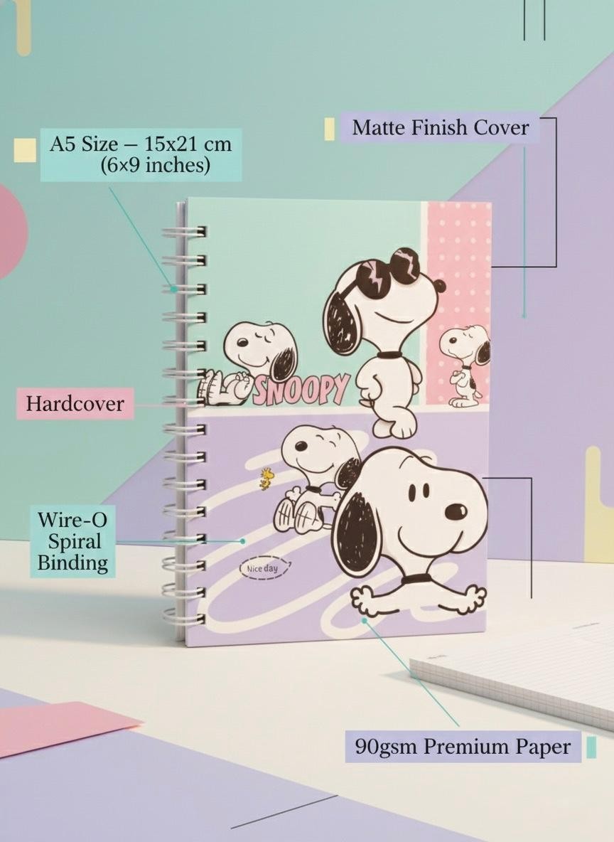 Daily planner Cute Personalized Peanuts, Snoopy-Inspired Hardcover Journal,