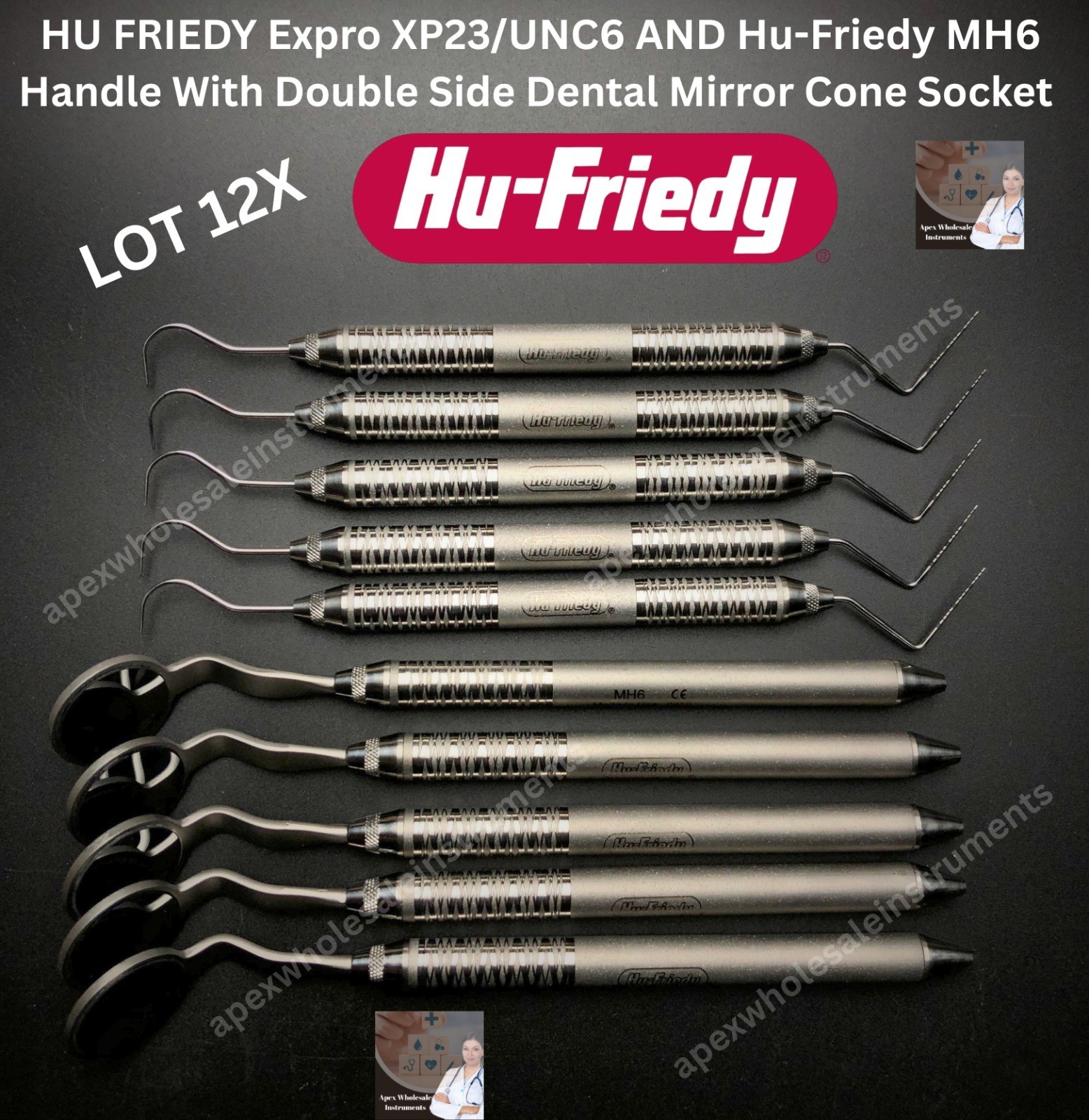 HU FRIEDY MH6 Mirror Handle Dental #23/UNC15 Color Coded Expro XP23/UNC6 NEW