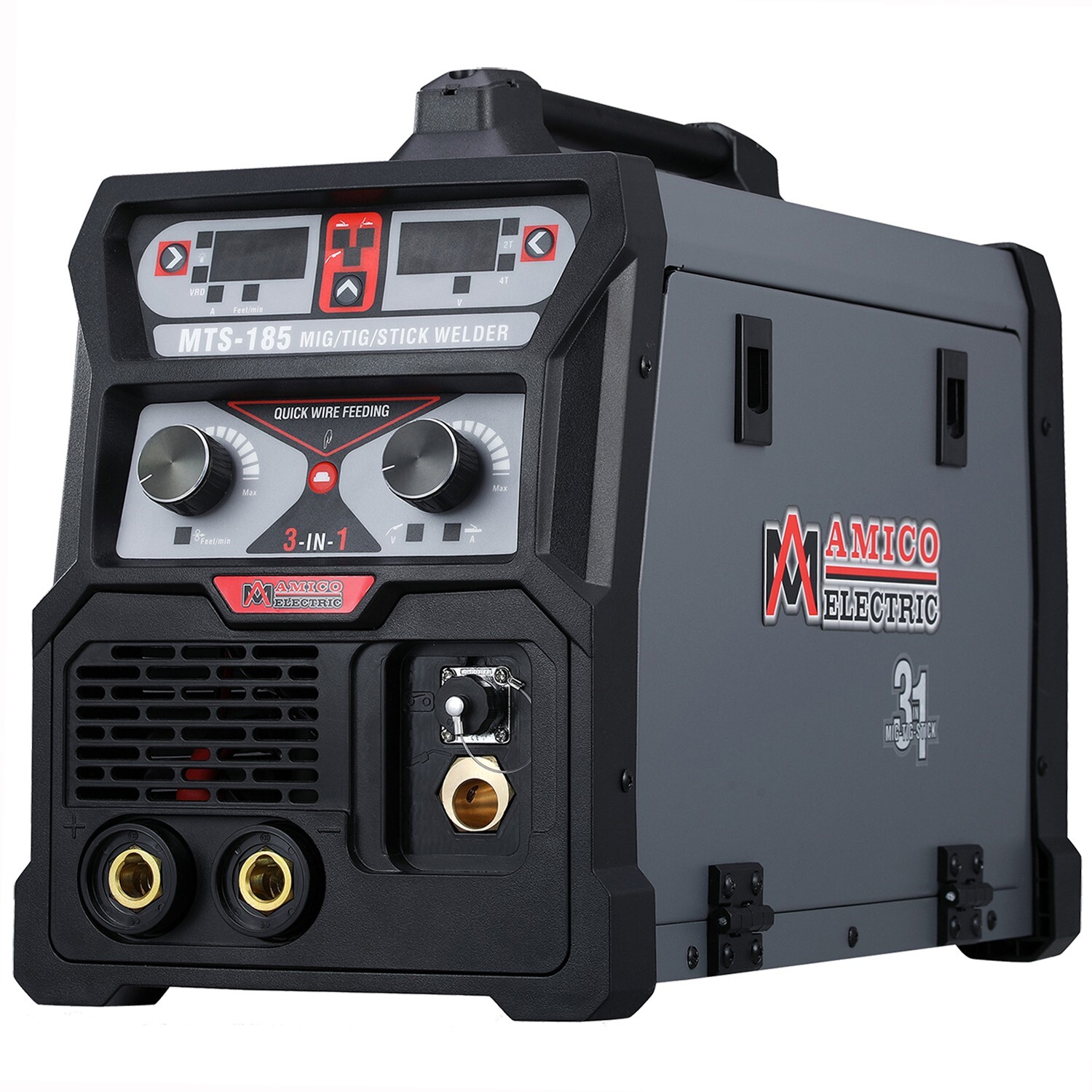 AMICO MTS-185, 185 Amp MIG Flux TIG Stick Arc 3-in-1 Welder, Spool Gun SPG15180
