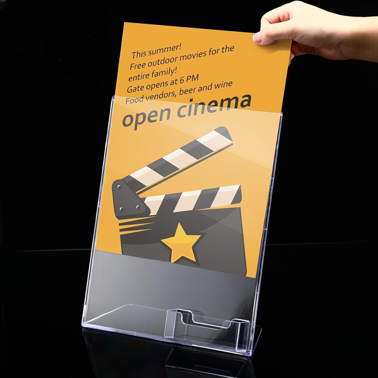 Vicenpal Acrylic Sign Holder with Business Card Holder, 8.5 x 11 Transparent