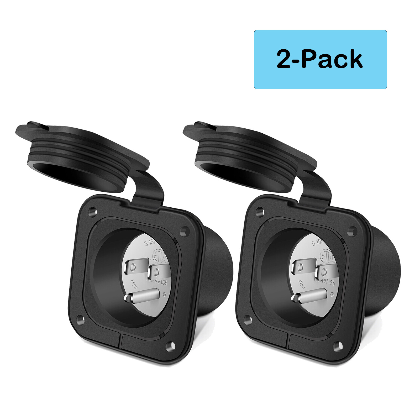 15A 125V Shore Power Inlet Port Plug Outlet NEMA 5-15P Male Receptacle RV Boat