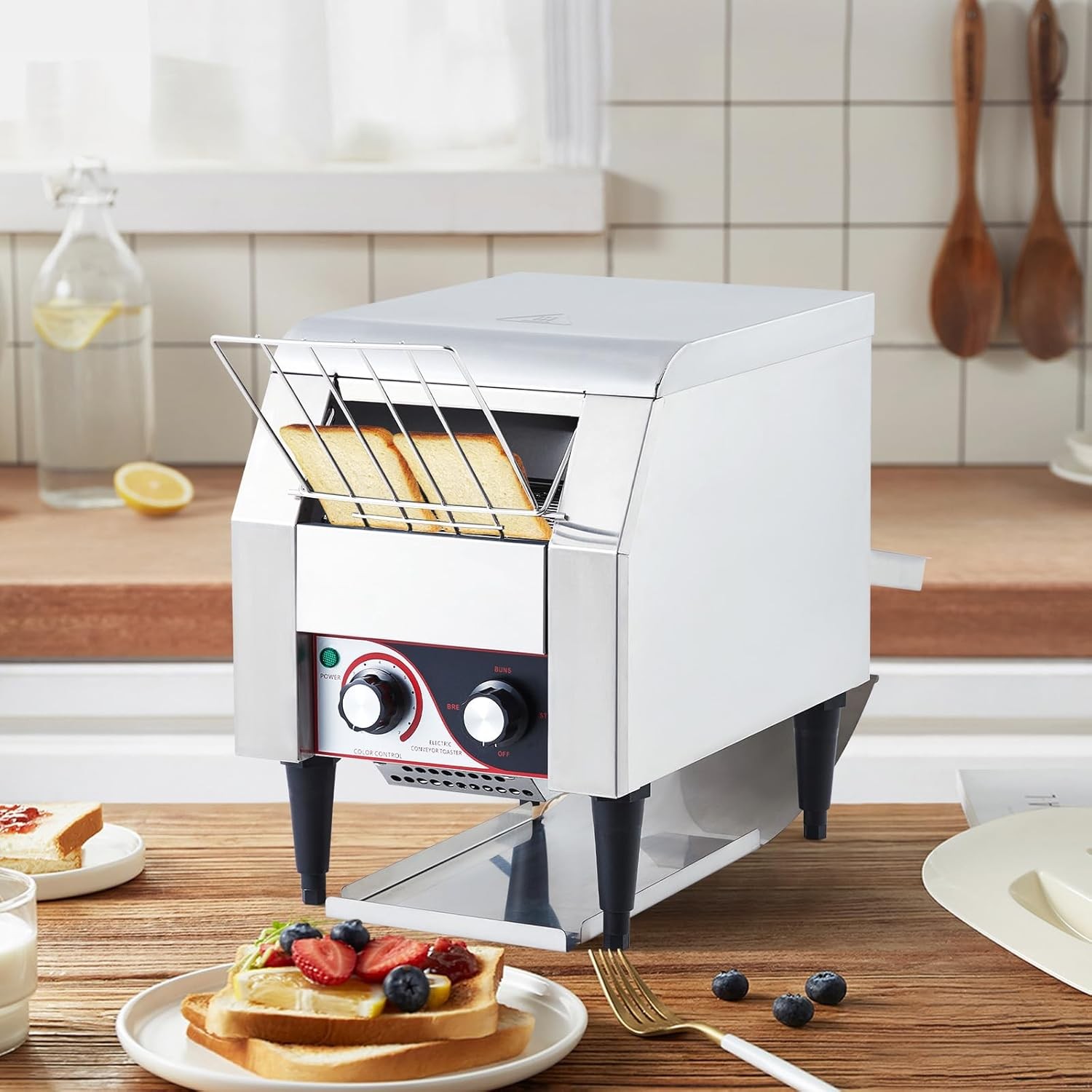 Garvee Commercial Toaster Conveyor 150Slices/H Stainless Steel 7Speed Adjustable