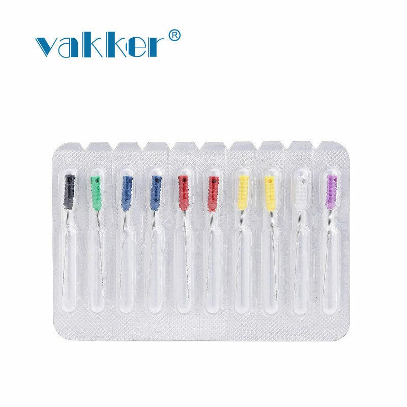 10/Pk Dental Endo Barbed Broaches Nerve Broach Files for Root Canal Color-Coded