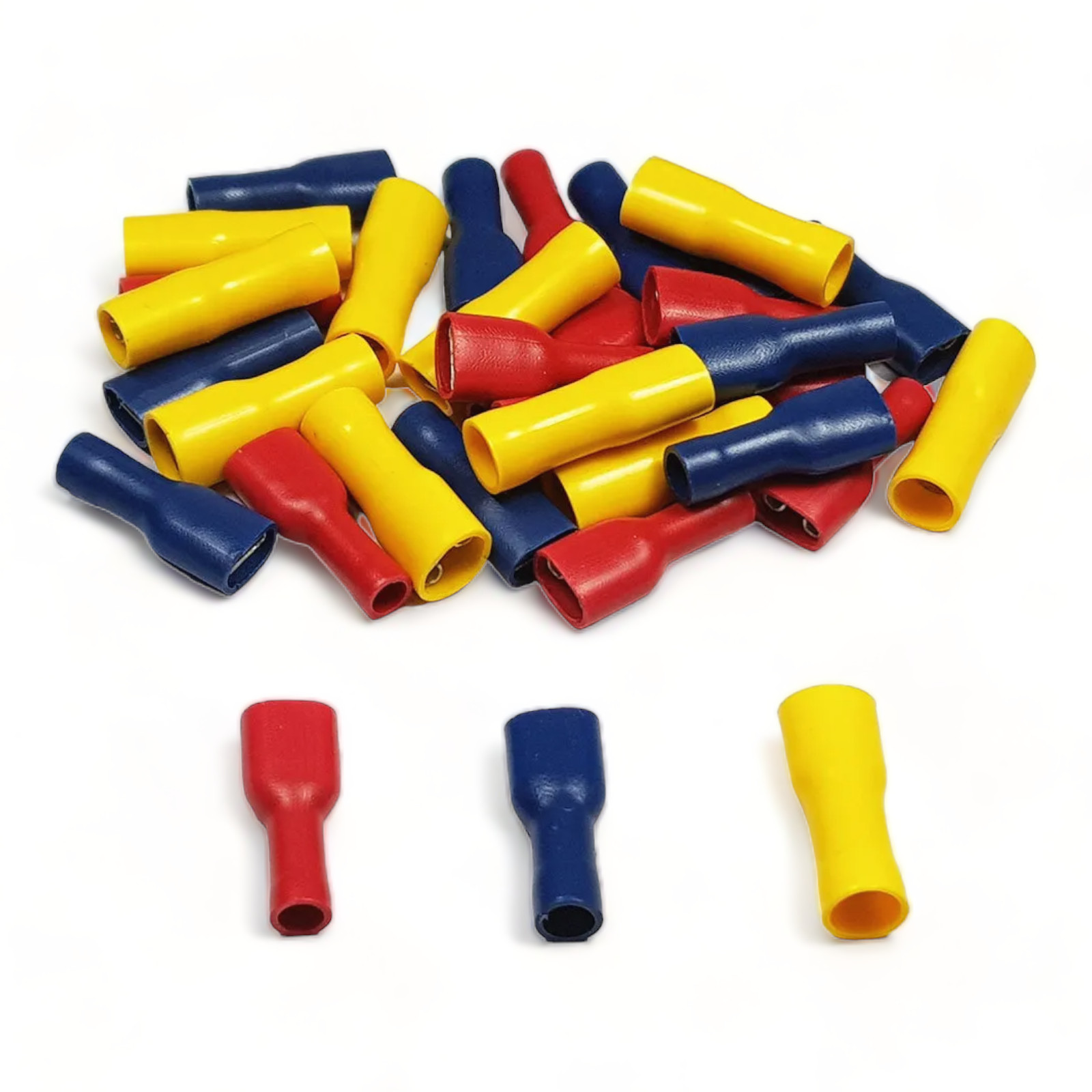 Mixed Fully Insulated Female Spade Terminals Blue Red Yellow Crimp Connector Mix