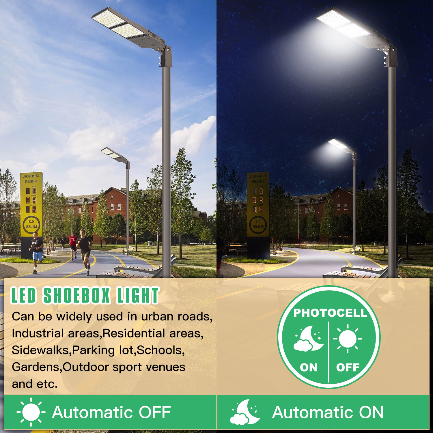 320W LED Shoebox Street Light Outdoor Parking Lot Area Pole Light with Photocell