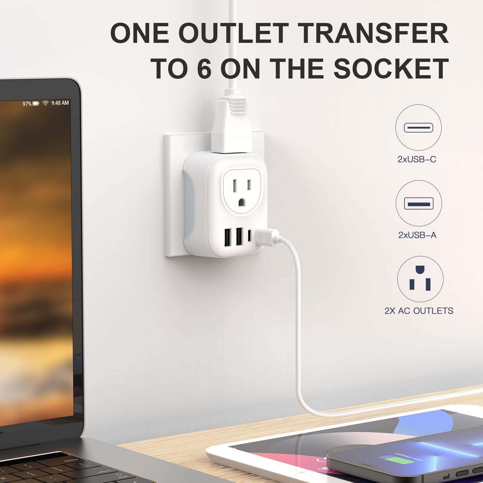 European Travel Plug Adapter, International Plug Adapter with 2 AC Outlets 4 …