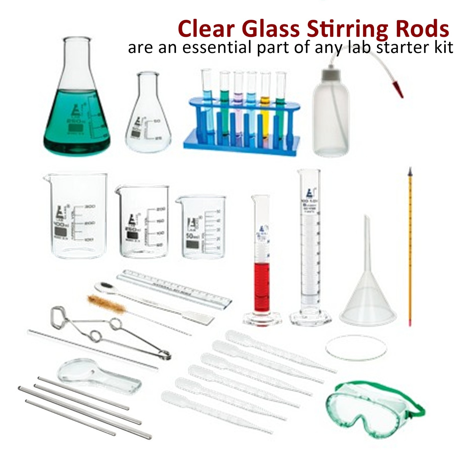12 Pack Glass Stirring Rods 8″ Length for Science Education, Lab and Kitchen Use