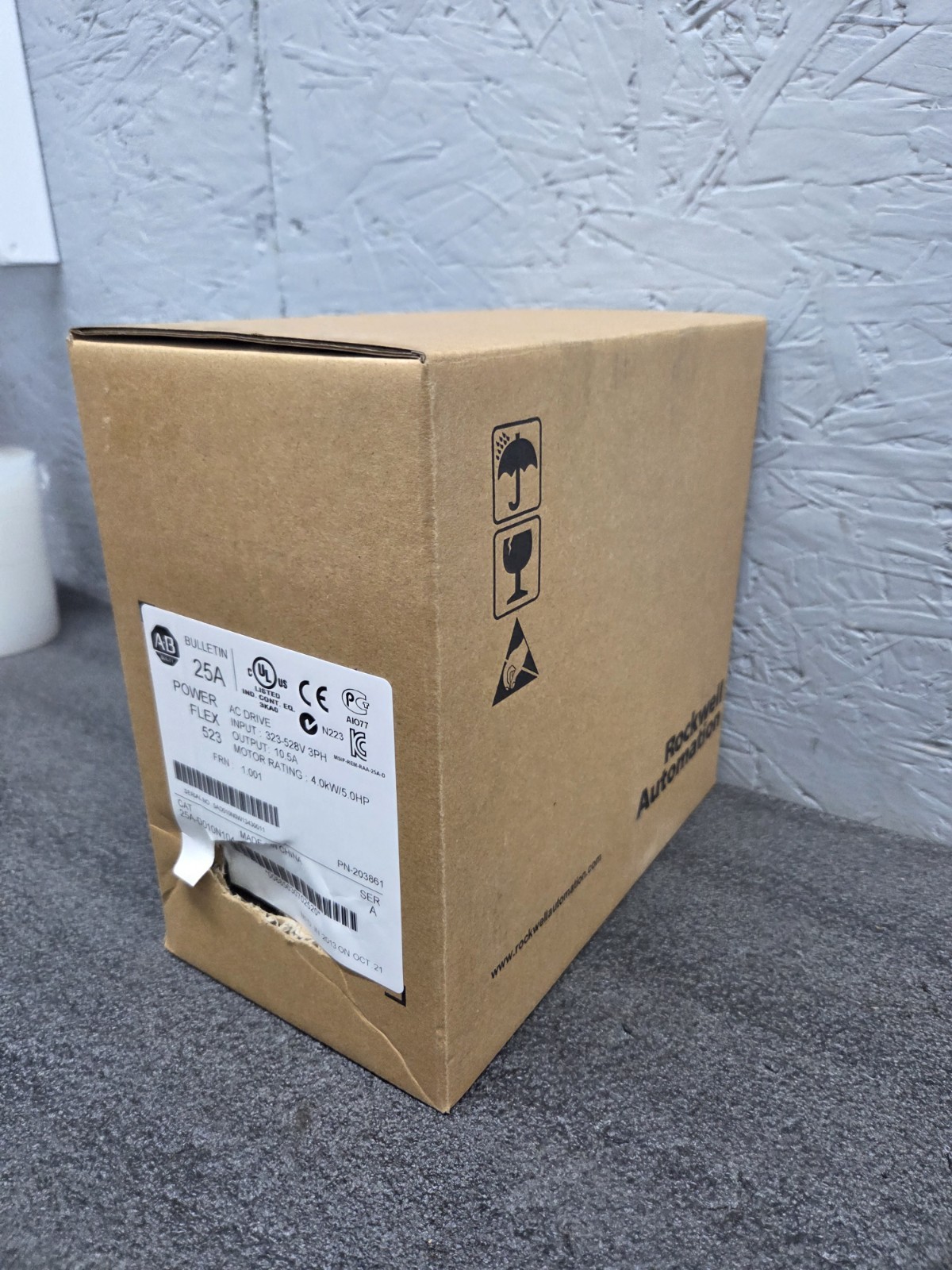 Allen-Bradley PowerFlex 523 25A-D010N104, 480V, 5HP, 3PH, Ser A, NOS AC Drive