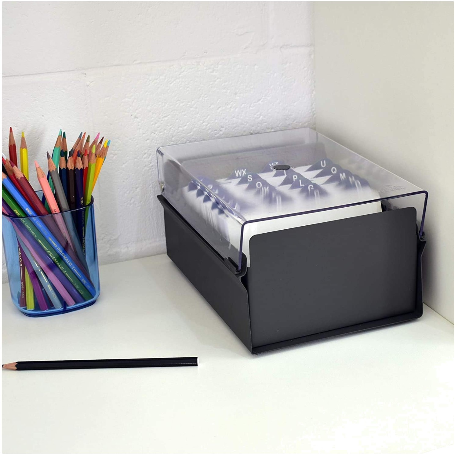 Metal Base Card File Holder Organizer 4×6 – Black