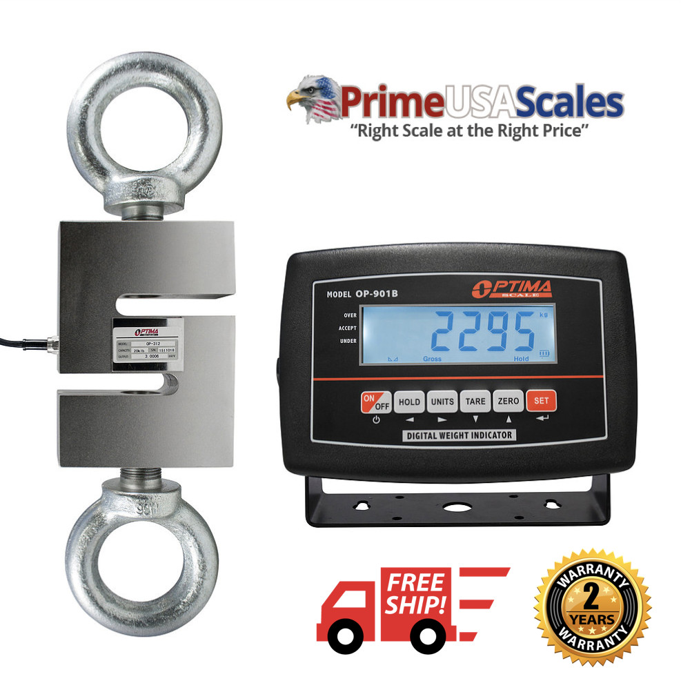 Optima Scale OP-926, 1,800 lb x 0.2 lb Hanging S-Hook Crane Scale With Indicator