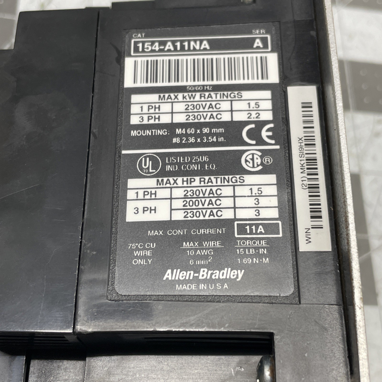 ALLEN BRADLEY Starting Torque Controller STC Module 154-A11NA 200-230VAC