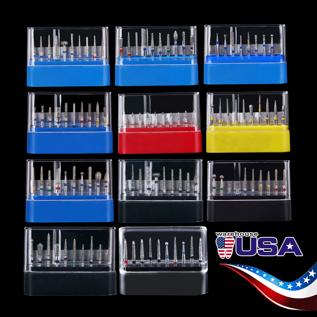 10pcs AZDENT Dental Diamond Bur FG Drills for High Speed Handpiece Polishing Bur