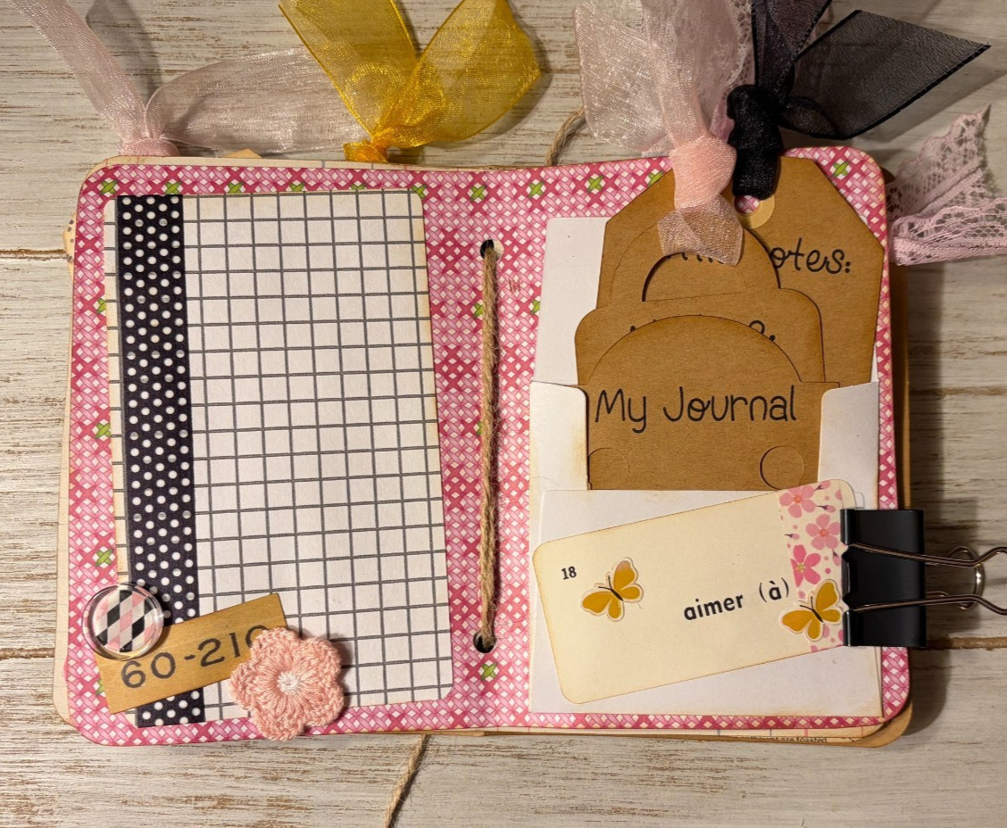 Junk Journal Handmade Booklet Book Vintage «Bees Butterflies» Pocket Ephemera a
