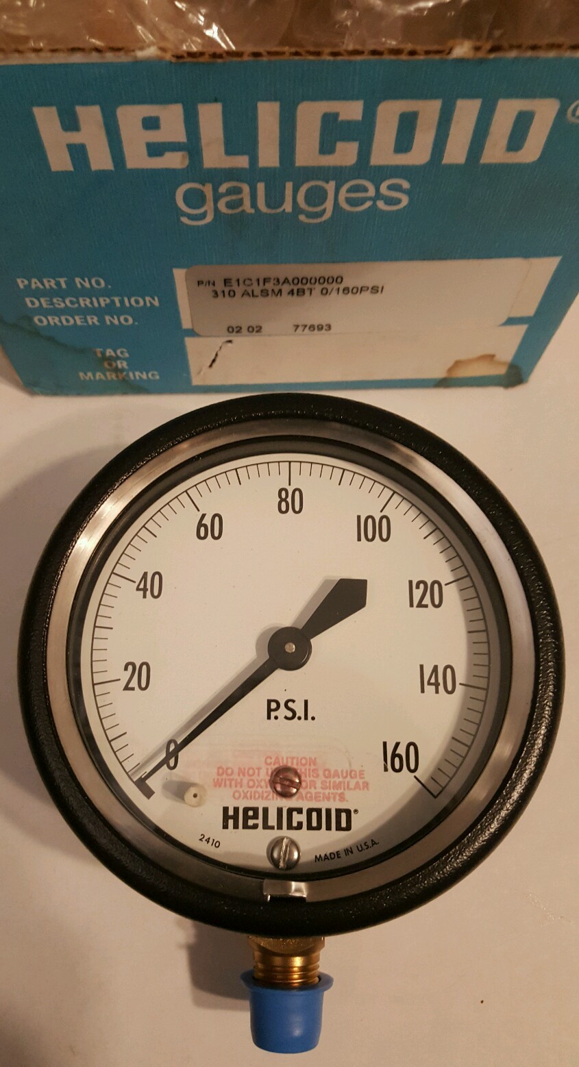 Helicoid E1C1F3A000000 3 1/2 Gauge 0/160 PSI *FREE SHIPPING*