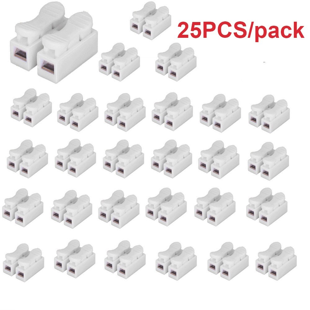 CompStudio 25 pcs CH2 Quick Connector Cable Clamp Terminal Block Spring Wire LED