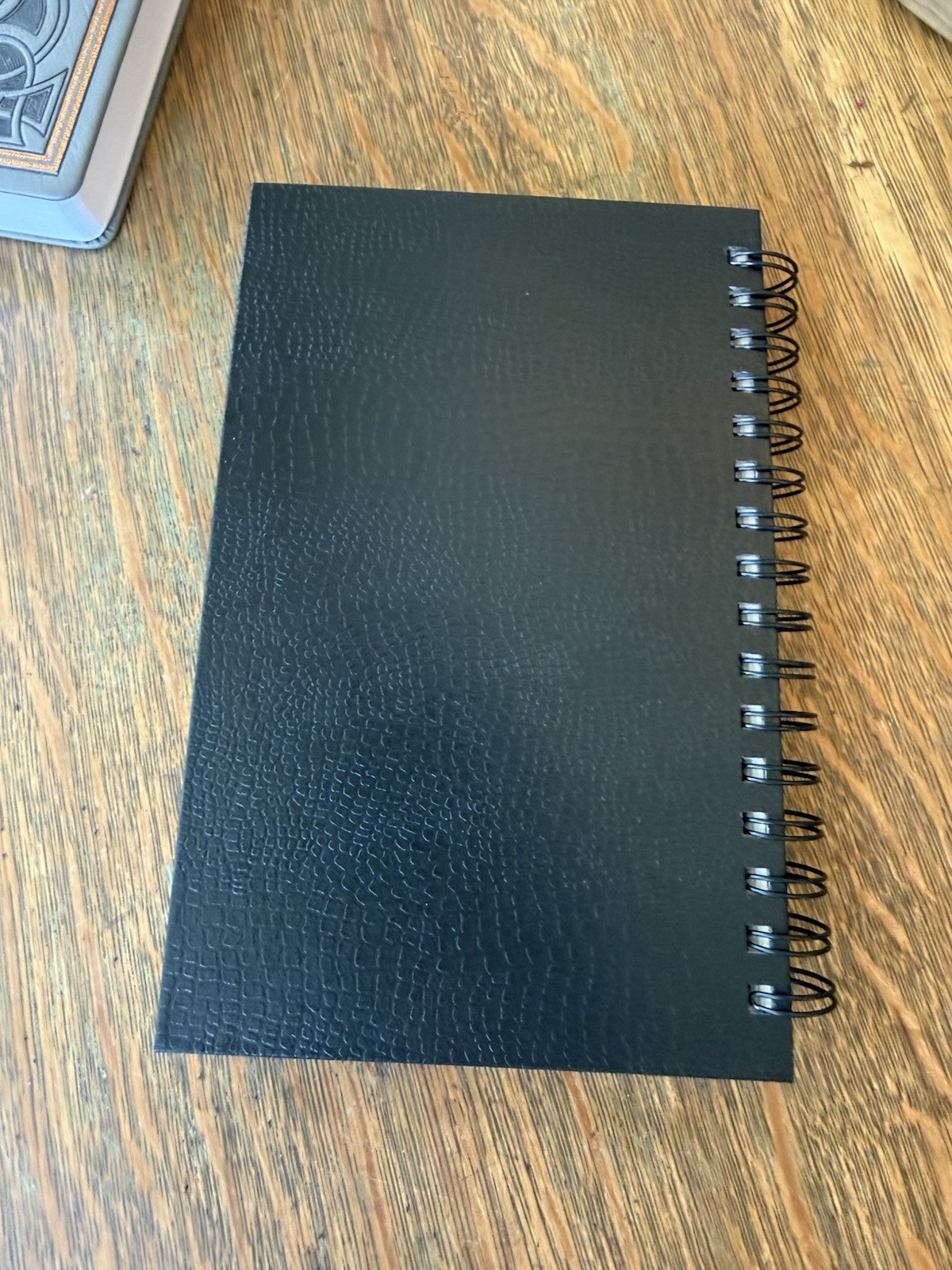 Two Journals Blank Pages One Carved Leather Bound, One Spiral Bound Leatherette