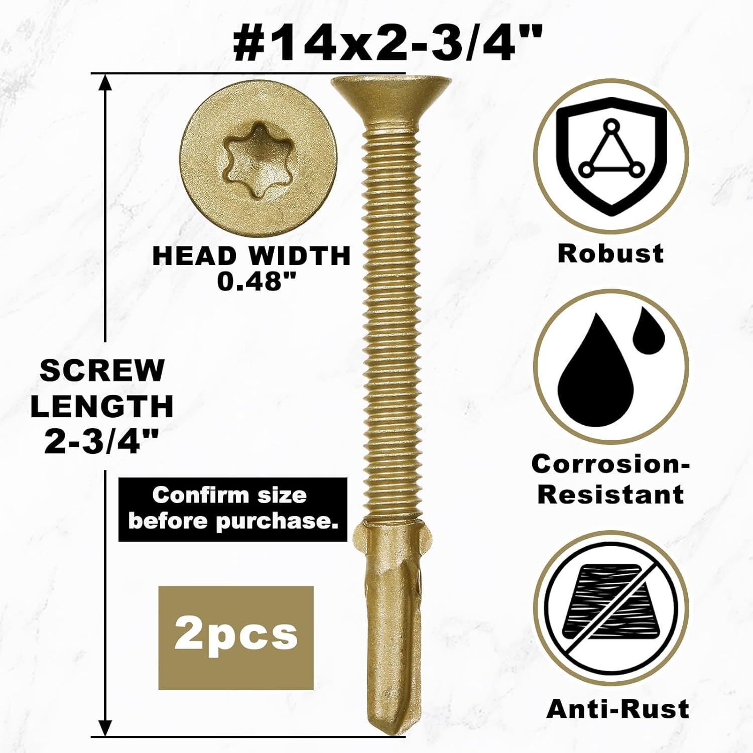 2 Pcs Self Tapping Trailer Deck Screws Wood to Metal Reamer Screw Self Drilli…