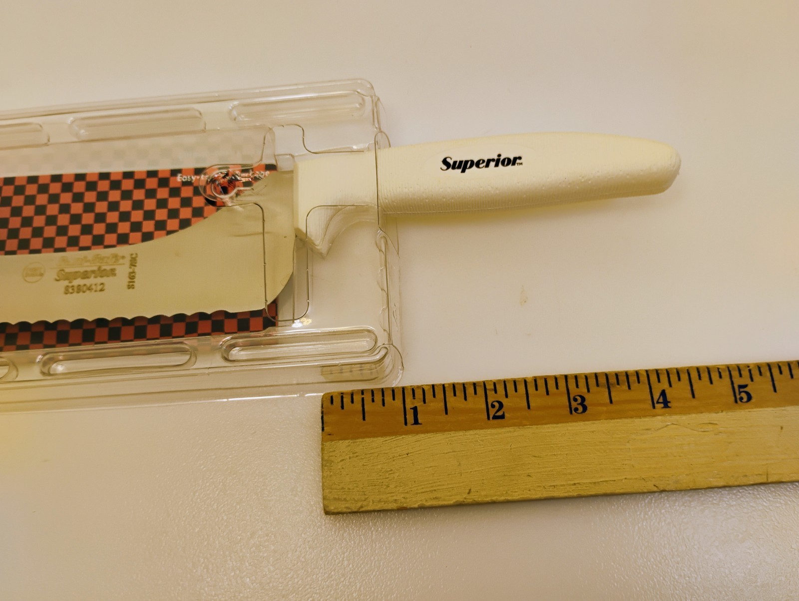 USA Made 7-inch Offset Scalloped Edge Slicer Sandwich Knife Ergo Grip Handle New