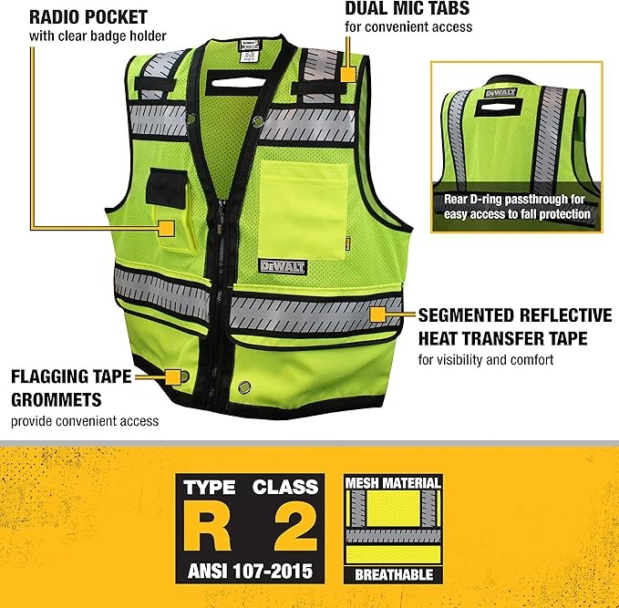 DEWALT DSV521 Class 2 Heavy Duty Surveyor Vest, X-Large