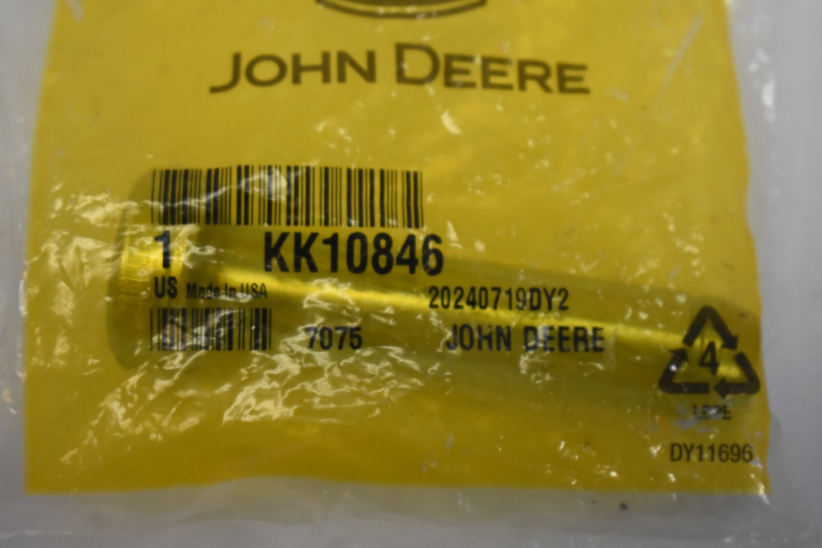 John Deere Genuine OEM KK10846 Original Equipment Pin 20240719DY2 Steel