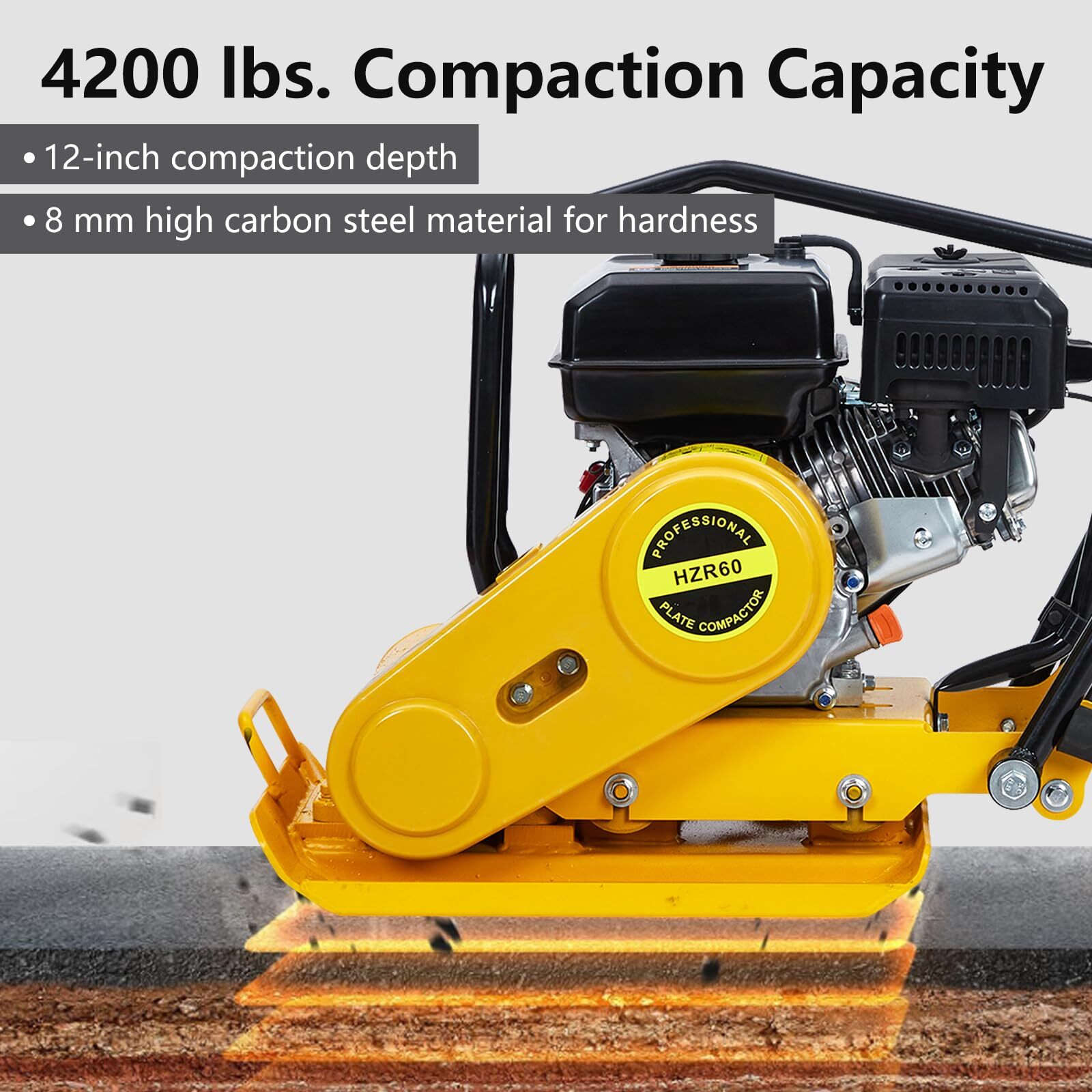 7.0HP Vibratory Plate Compactor Soil Dirt Rammer 212CC Gas Engine ,Force Tamper