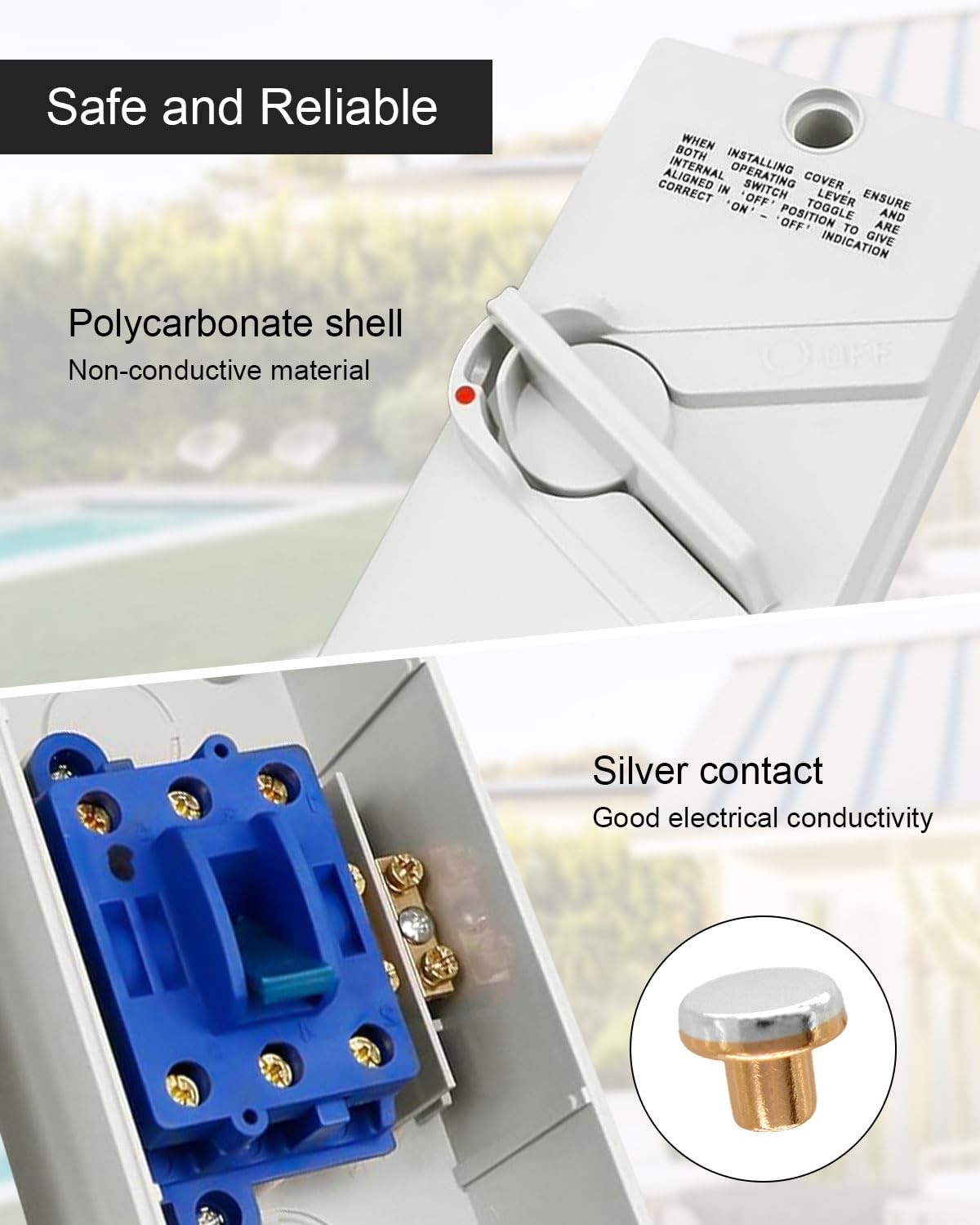 3 Pole Enclosed Motor Disconnect Switch 63A 440V, 3 Phase Electrical, IP65 Water