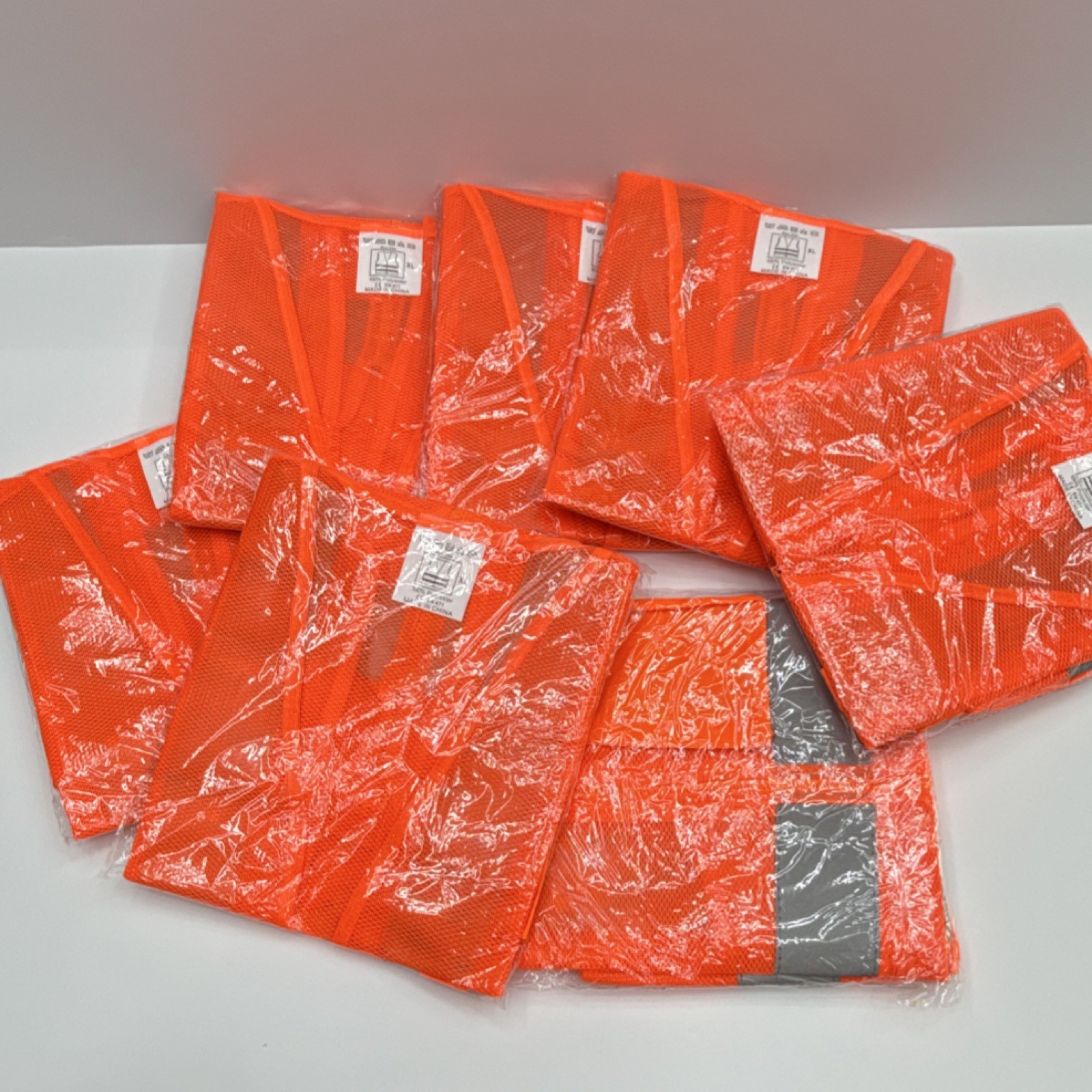 Lot of 7 Xl Hi-Visibility Orange Industrial Silver Reflective Stripes