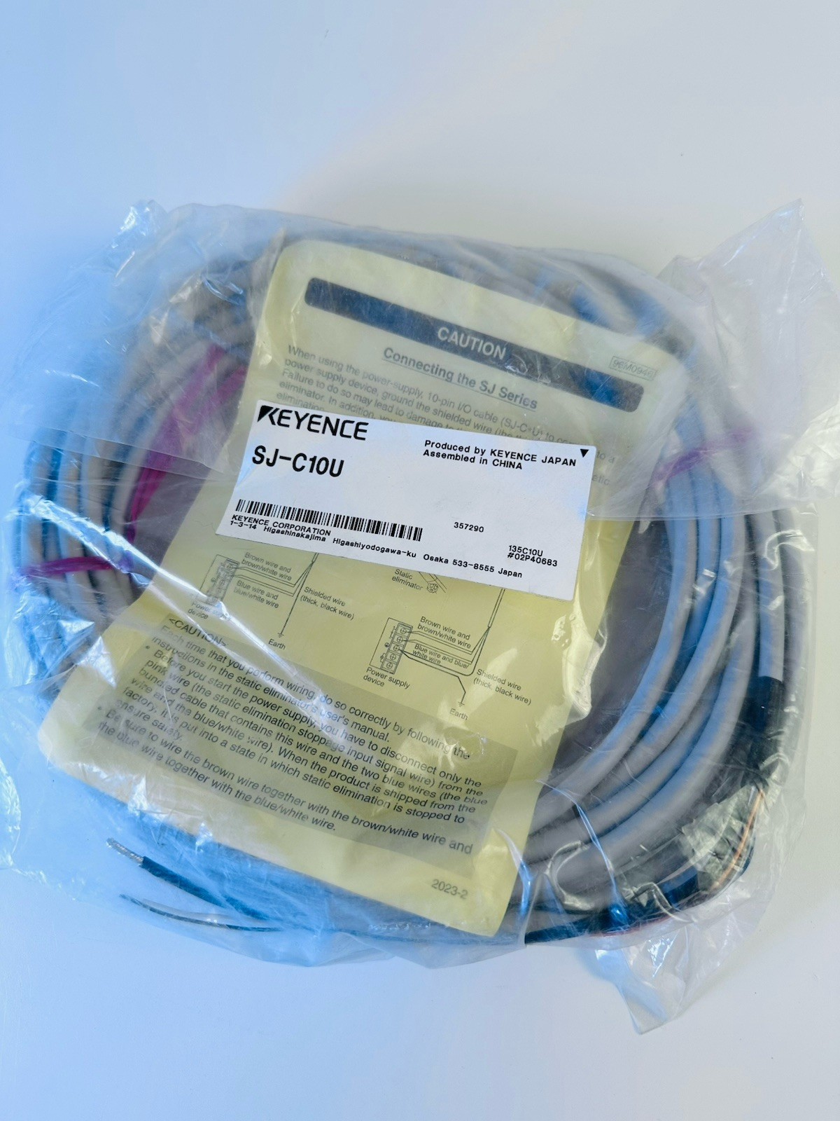 Keyence SJ-C10U 10-Pin I/O Power Supply Cable | SJ Series | 10m | New NOS