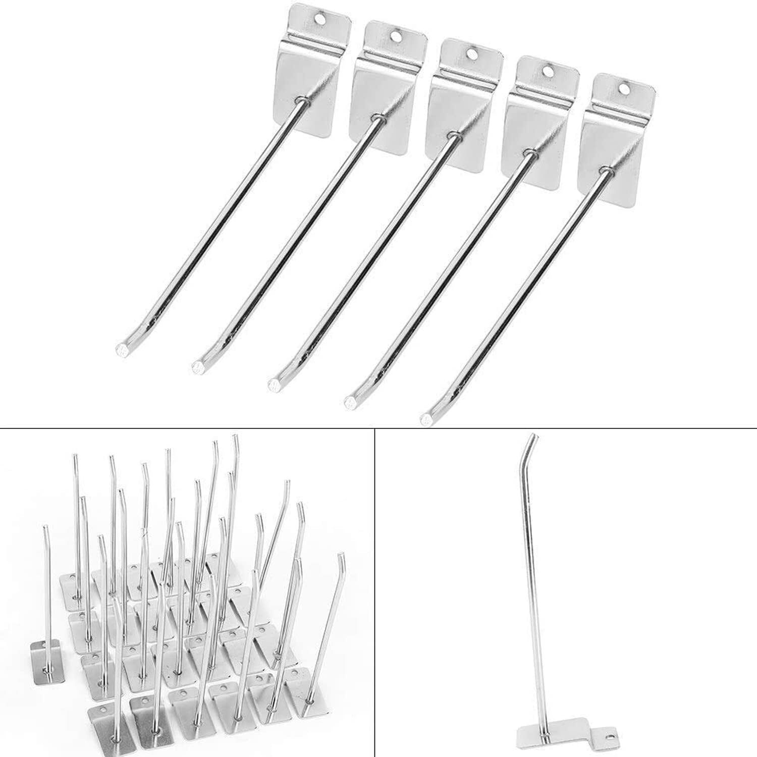 100 Pack 8″ 10″ Slatwall Hooks Panel Display Hooks Slat Board Peg Accessories