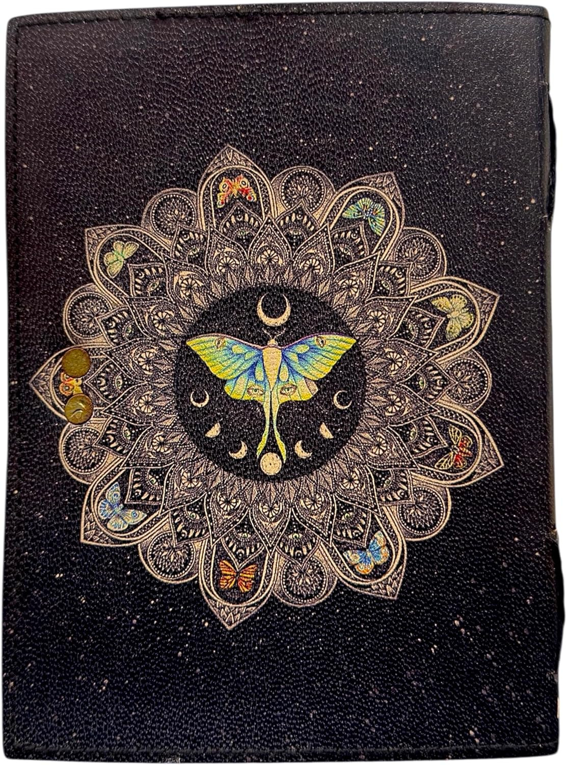 Spell Book of Shadows Journal with Lock Clasp Vintage Handmade Leather Luna Moth