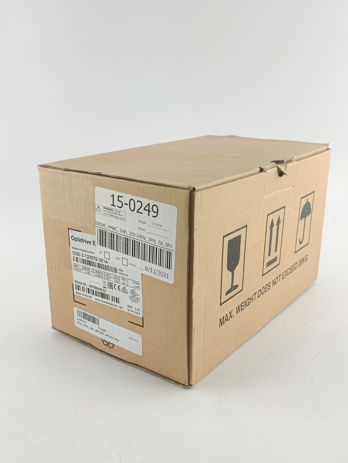 NEW Invertek ODE-3-120070-301A Variable Frequency Drive, 2HP, 200-240V, 3PH