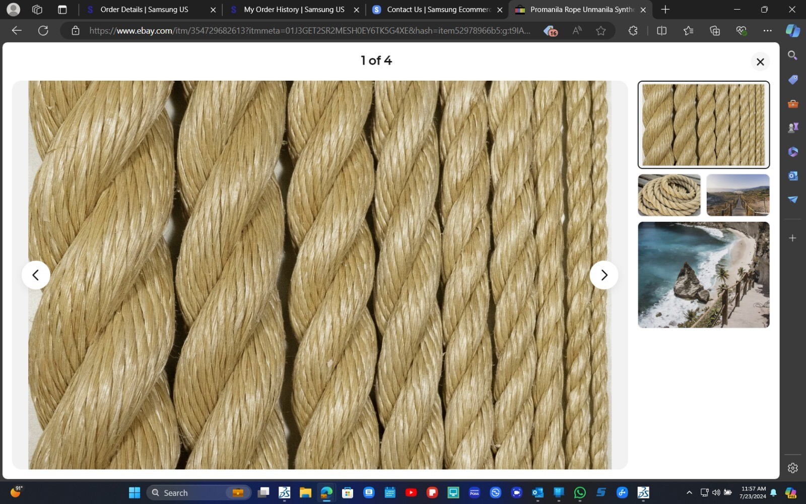Promanila Rope Unmanila Synthetic Un Manila Tan Poly Decorative Deck Dock Rail