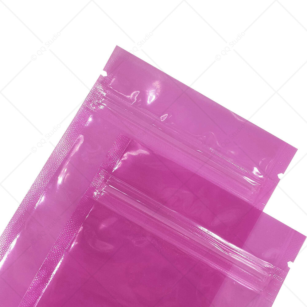 Assorted Sizes & Colors Glossy Flat-Lying Plastic Mylar Zip Lock Pouch Bag