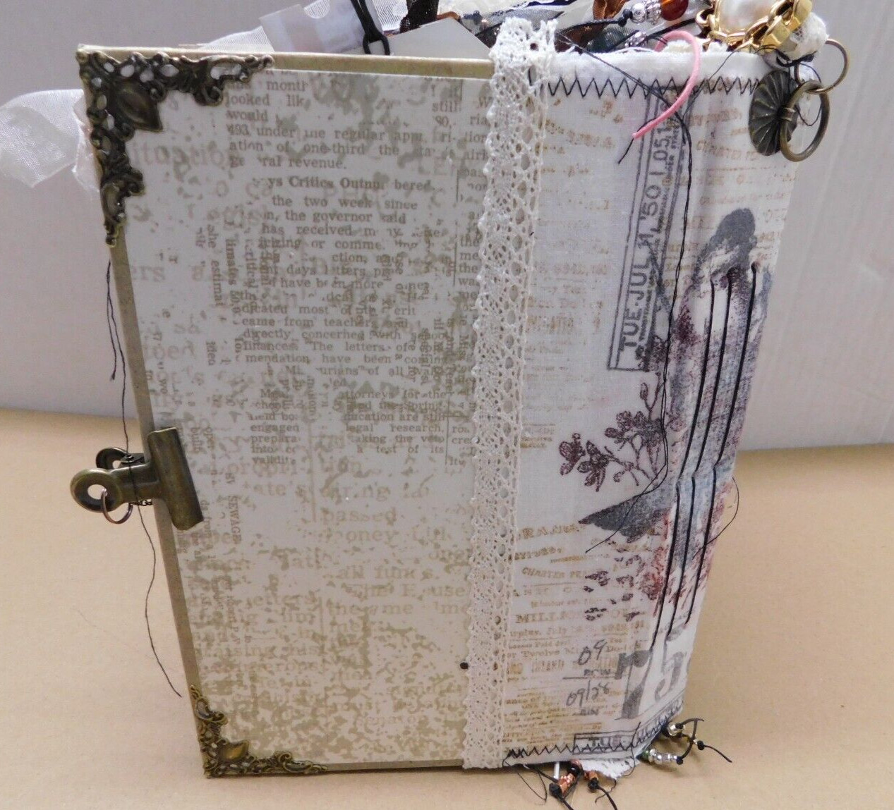 Junk Journal Handmade Chunky Vintage Style Handmade Hardcover /Ephemera Biege