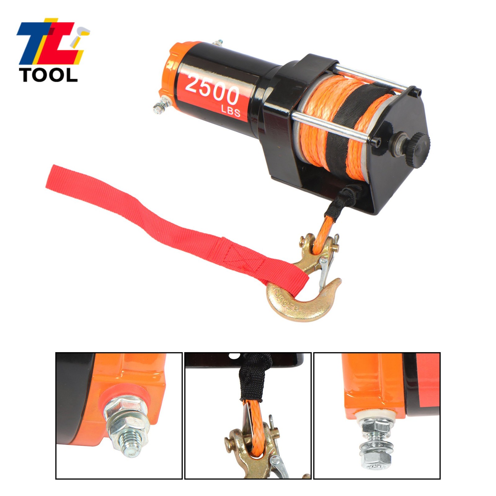 Wireless Remote Control Electric Winch 2500LBS 12VDC/1.3HP Synthetic Rope Winch