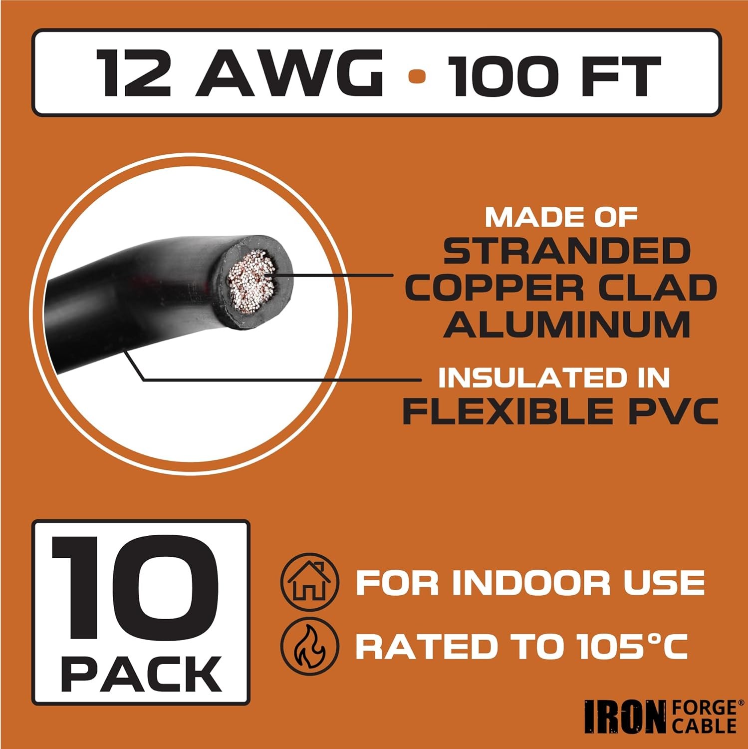 Iron Forge Cable 1000 ft 12 Gauge Primary Automotive Wire – 10 Roll Assortment P