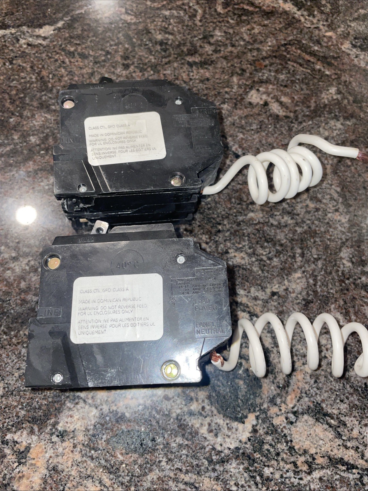 2x Untested GE GFCI ABB 50A THQL2150GFT2 Double Pole Circuit Breaker 120/240V