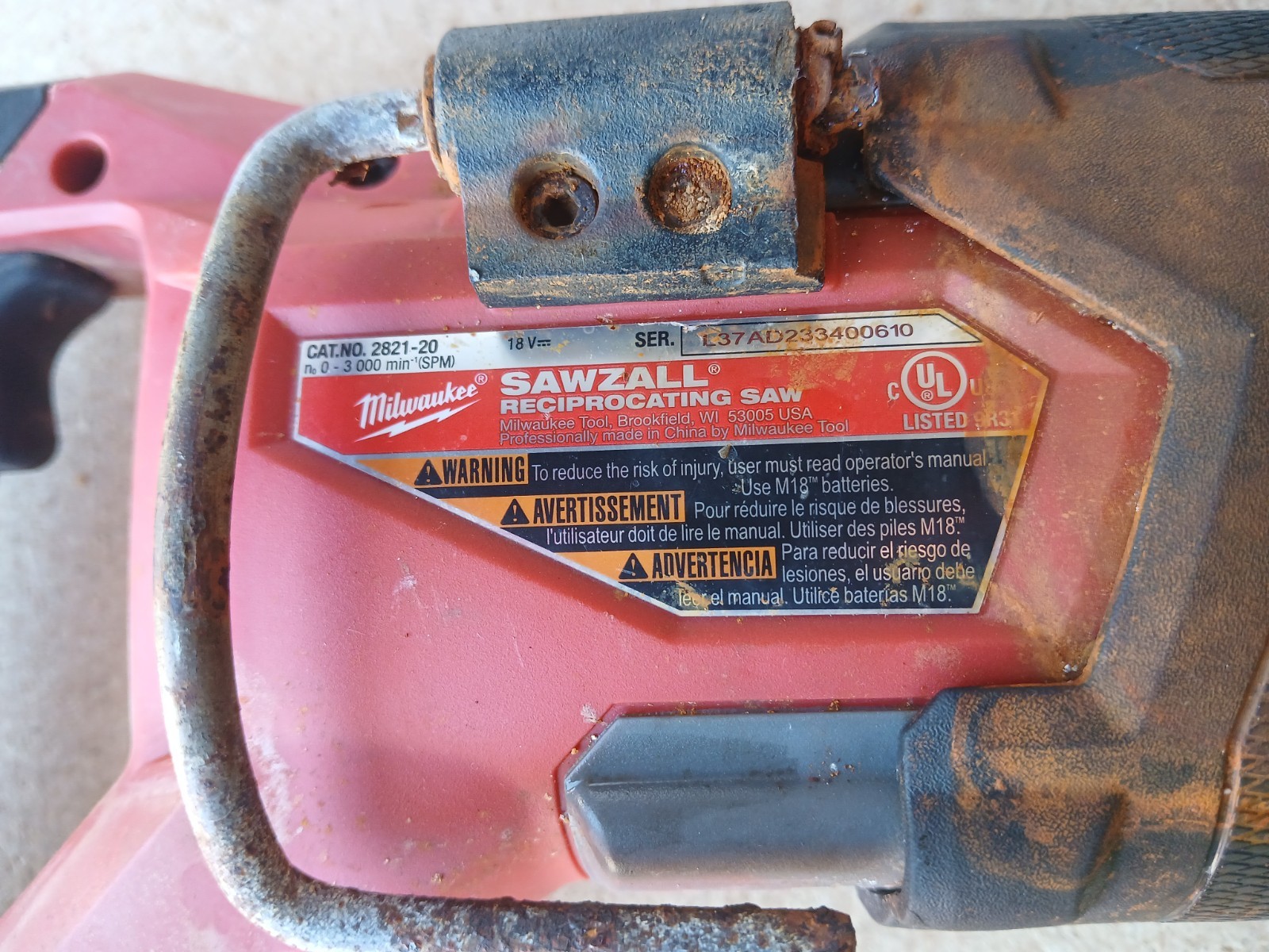 Milwaukee M18 Broken Sawzall 2821-20