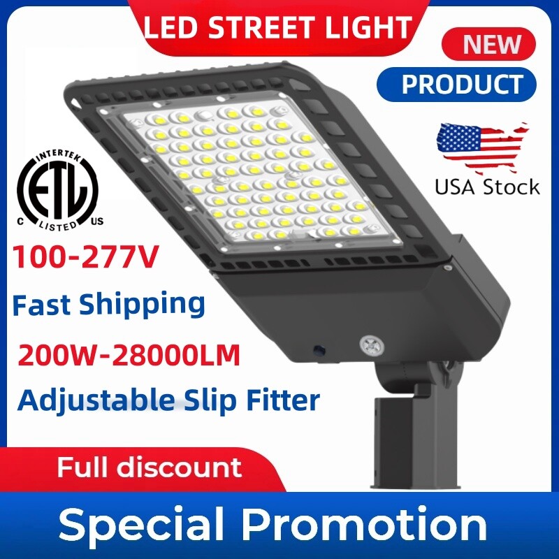 200W LED Parking Lot Light Outdoor Shoebox Area Street Pole Commercial Lighting