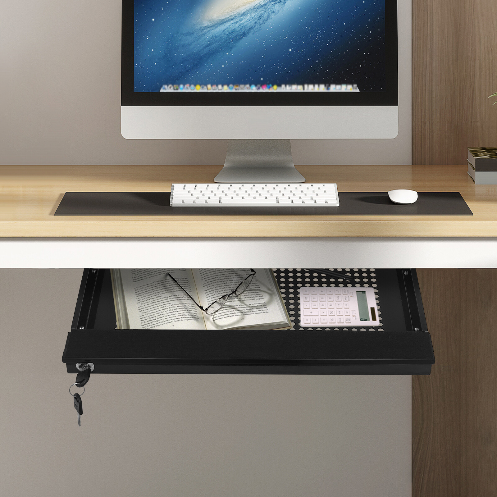 Under-desk Drawer Storage Organizer For Standing Desks Sliding Pull-out Drawer