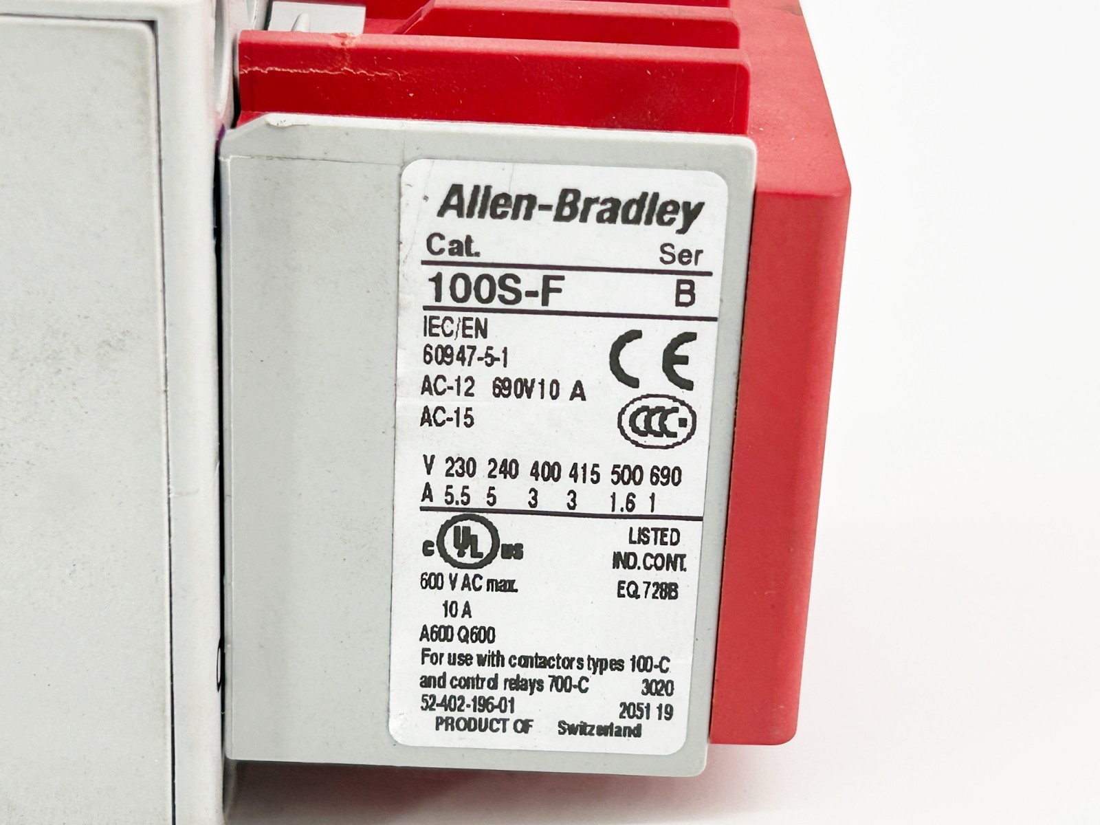 New Allen Bradley 100S-C43EJ04C Safety Contactor 43A 24VDC Ser.B