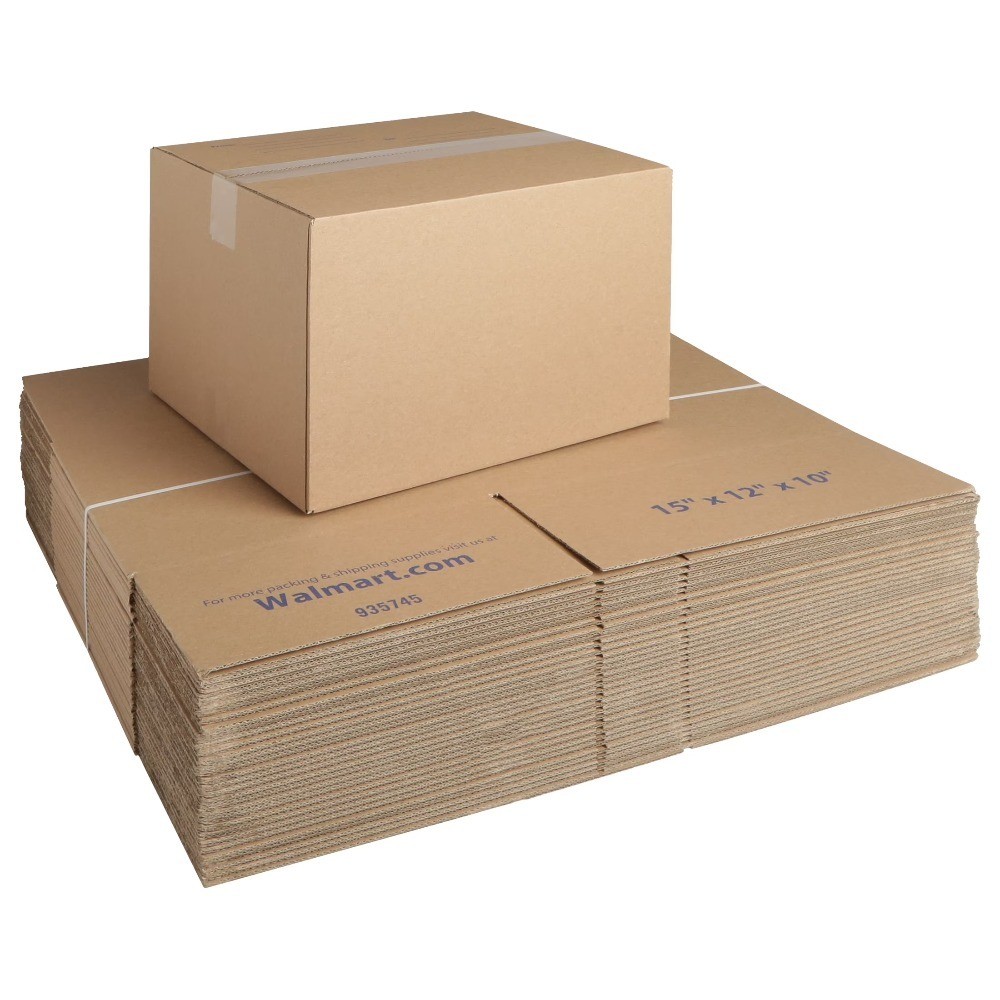 30-Count Recycled Shipping Boxes 15x12x10 Inches Corrugated Cardboard Cartons