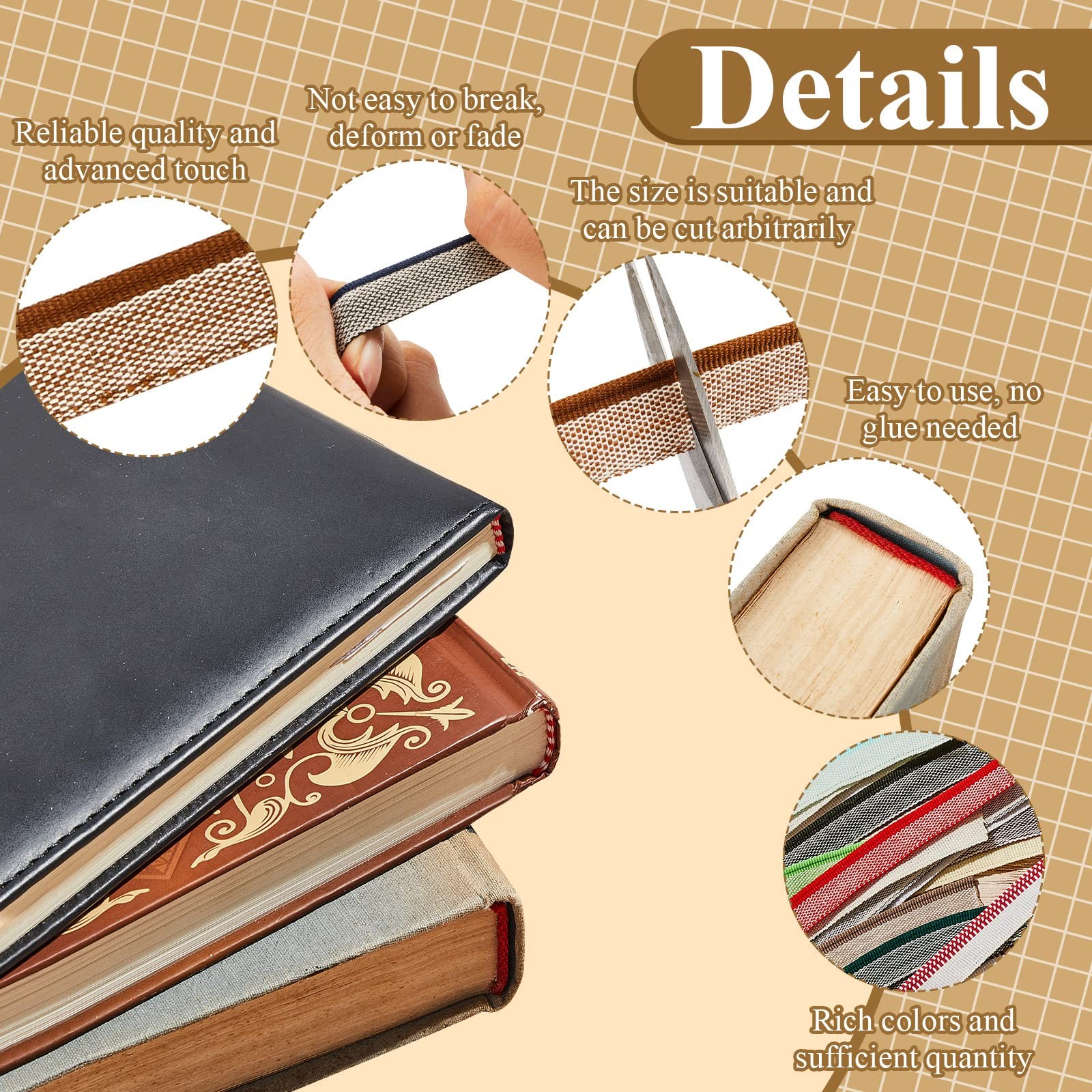 24 Pcs Book Binding Headbands 11.8 Inches Long 0.5 Inch Wide Cotton Book End …
