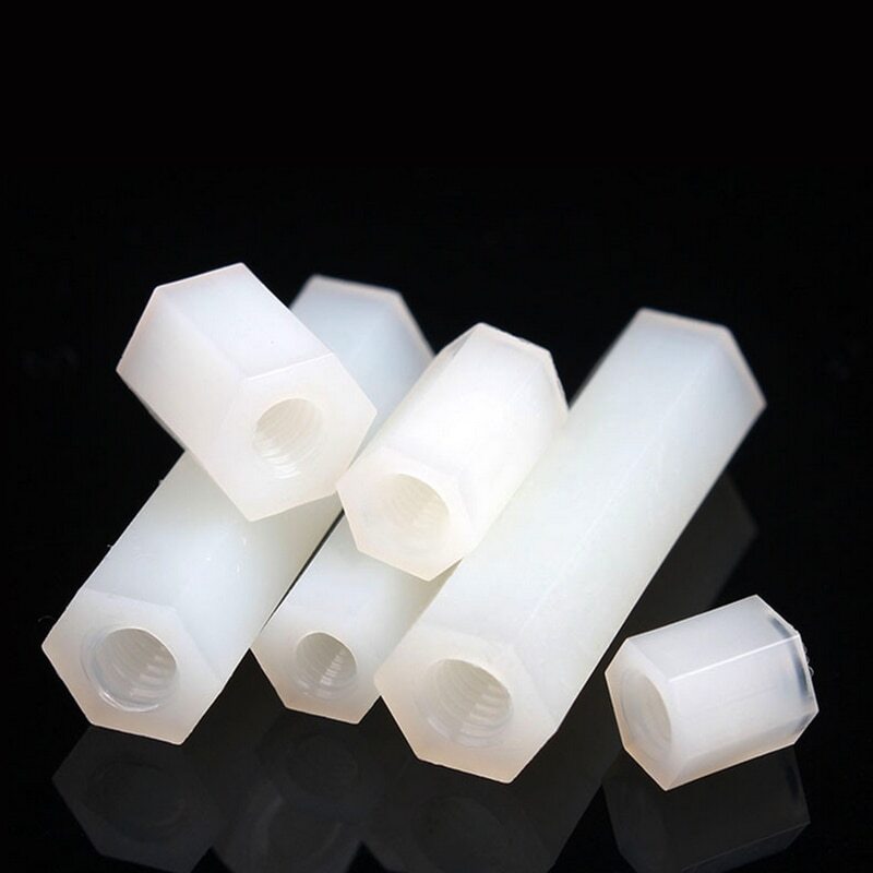 25/50/100 pieces M2 M2.5 M3 M4 M5 white nylon two-way hexagon nut plastic