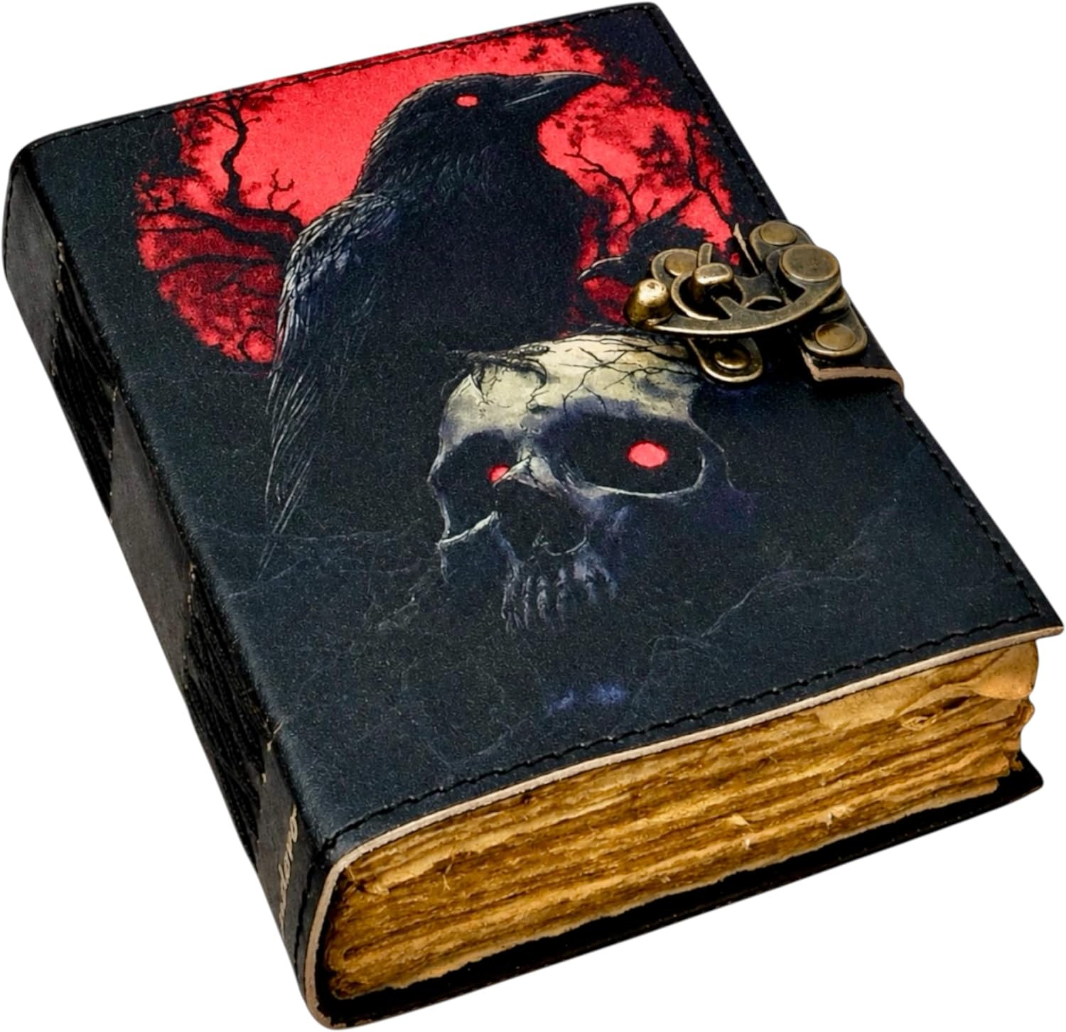 Spell Book of Shadows Journal with Lock Clasp Vintage Handmade Leather Luna Moth