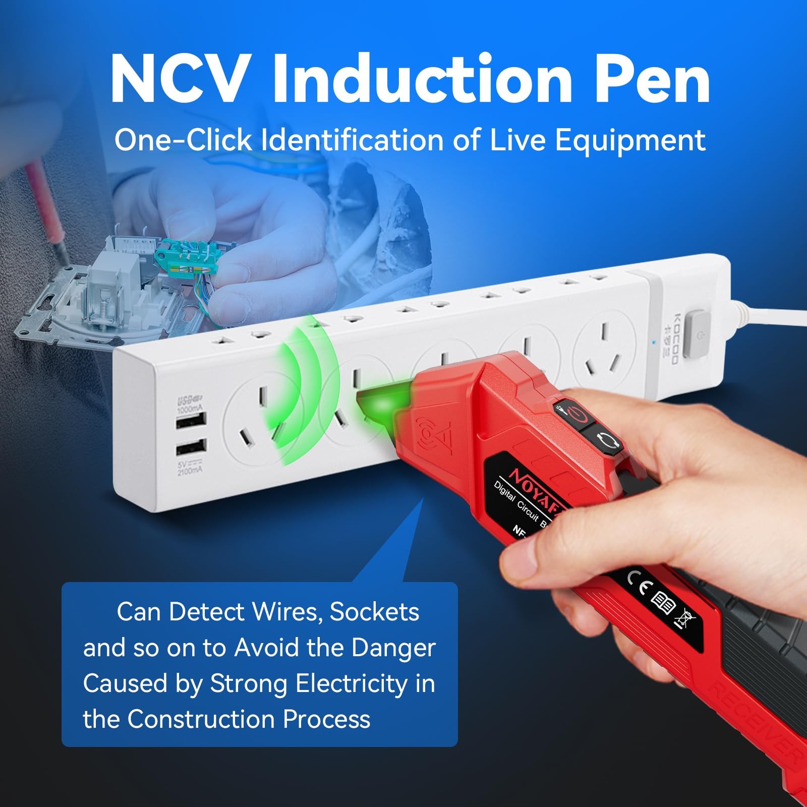NF827 Circuit Breaker Finder Tool GFCI Outlet Tester 90120V AC NCV Storage