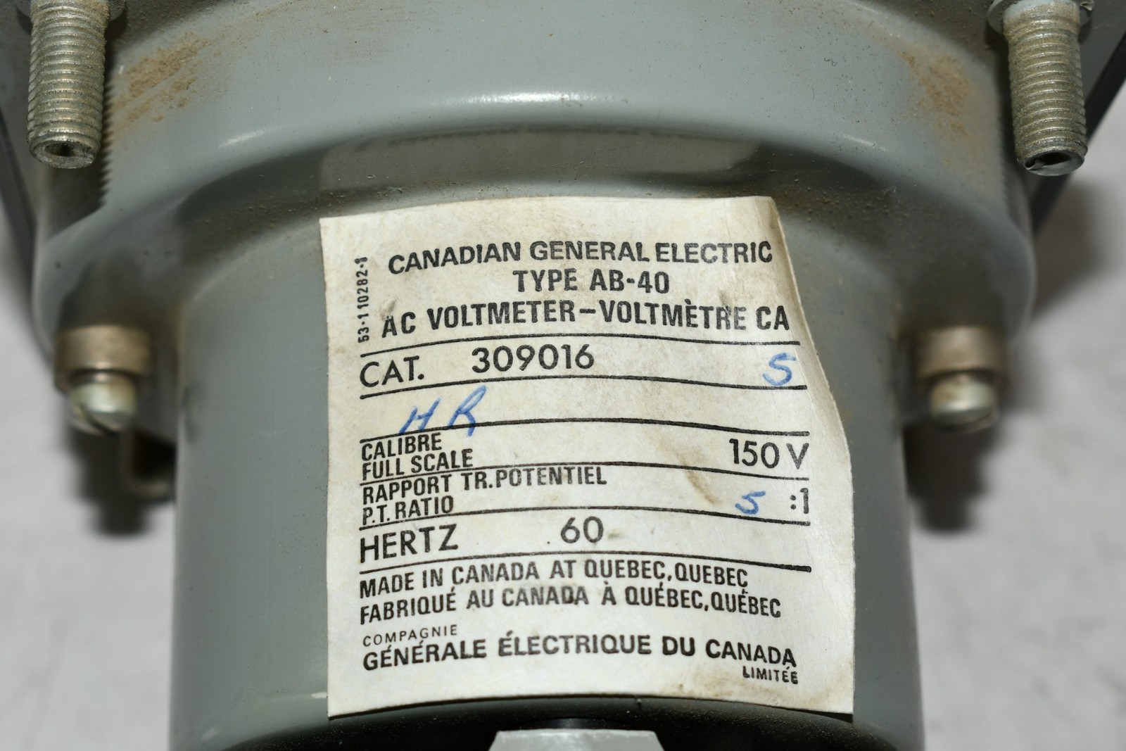 GE AB-40 309016 0-750V-AC VOLTMETER Gage 4