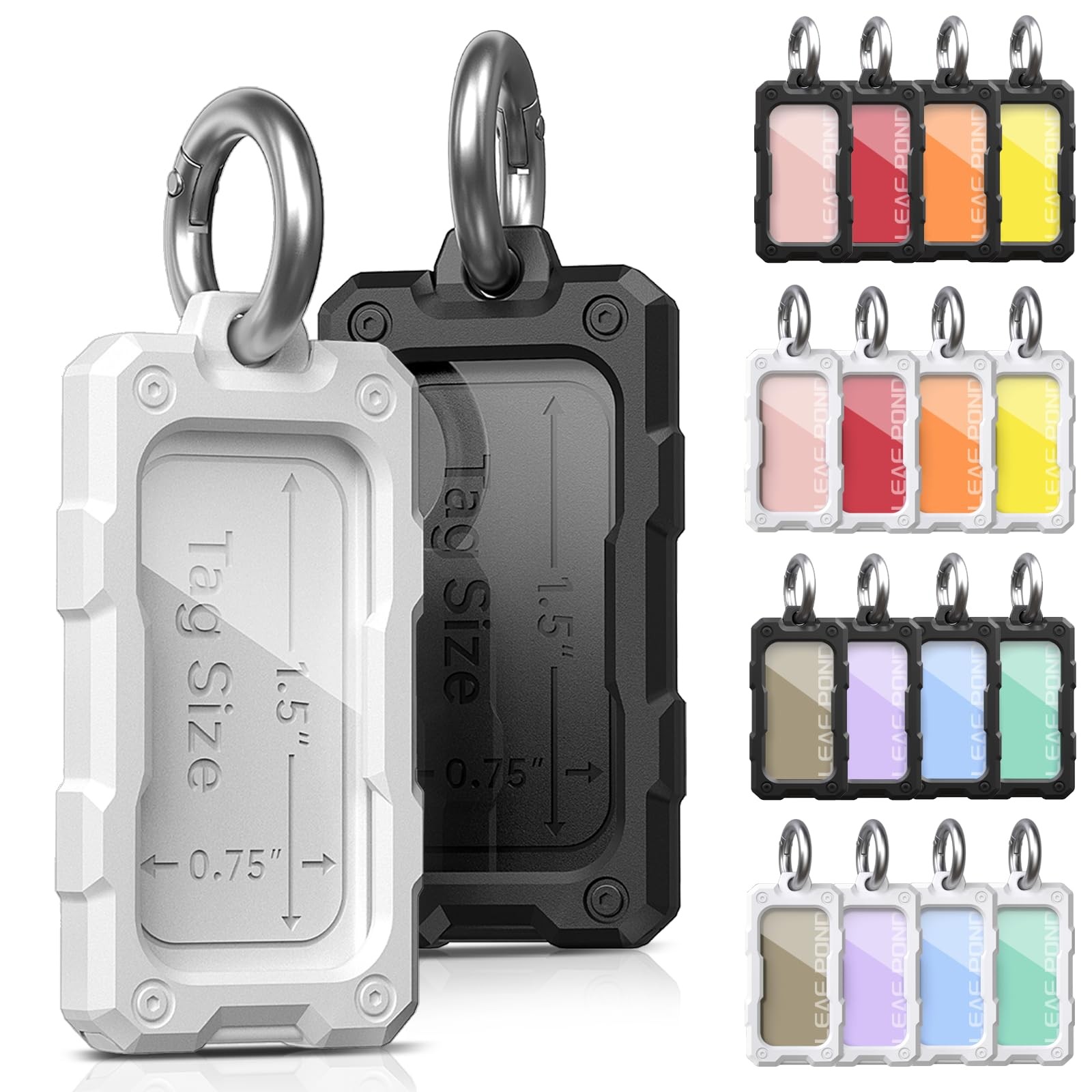 16 Pack Solid Plastic Key Tags with Keychain Rings, Color ID Name Label in