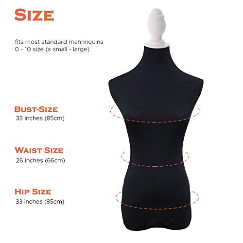 NAVADEAL Black Superb Lycra Mannequin Fabric Cover, 100% Handmade Soft Stretchy,