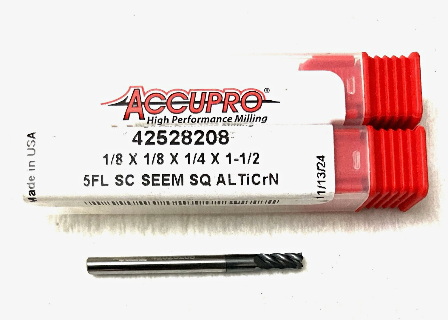 Accupro 42528208 1/8″ 5 Flute Square End Mill Solid Carbide AlTiCrN CNC New